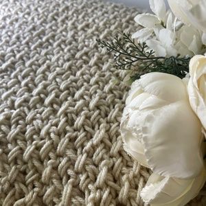 Handmade knitted throw blanket | 40" x 55"